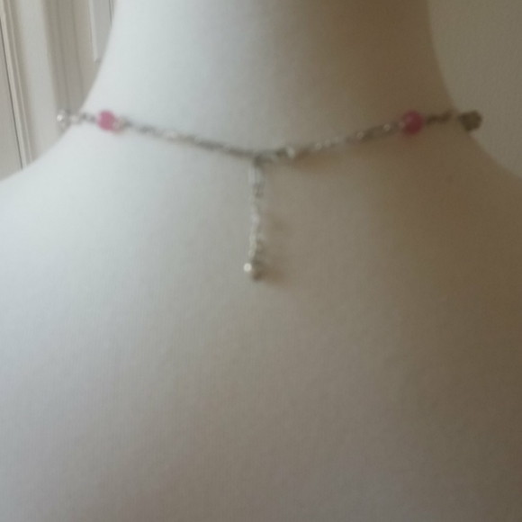 Long boho y necklace with pink beads - Picture 3 of 3